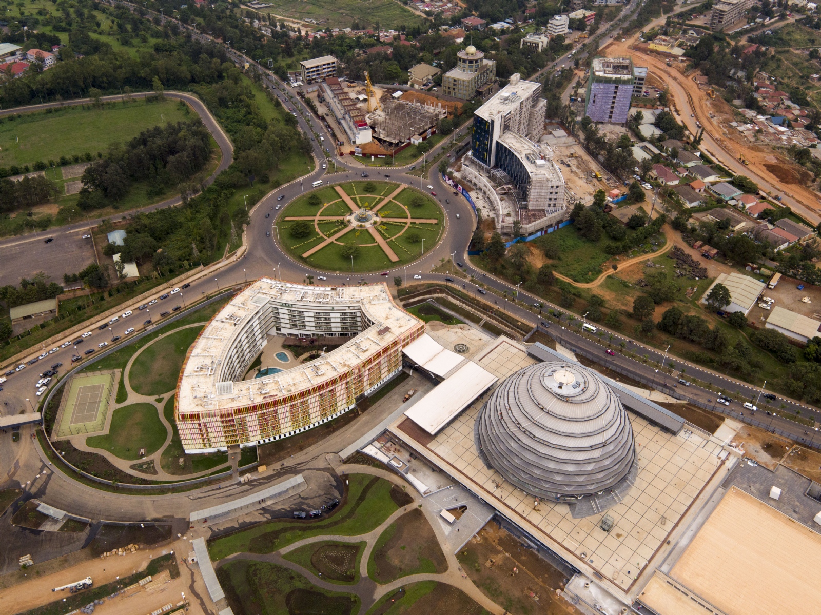 Aerial view of completed Dome structure, Hotel and environs (summa.com.tr)