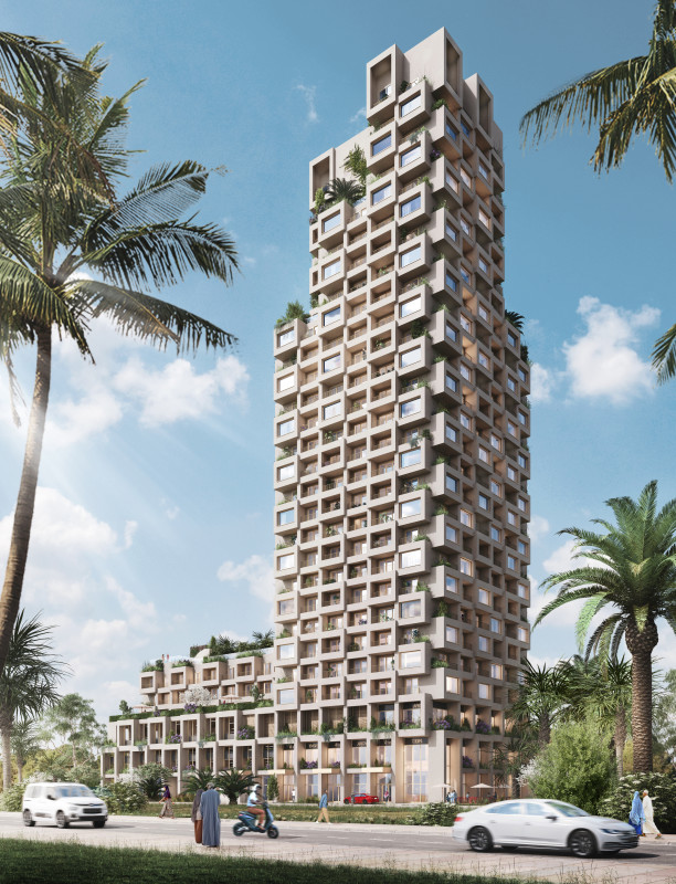 Artist's impression of proposed high-rise Timber Apartment Tower (CPS)