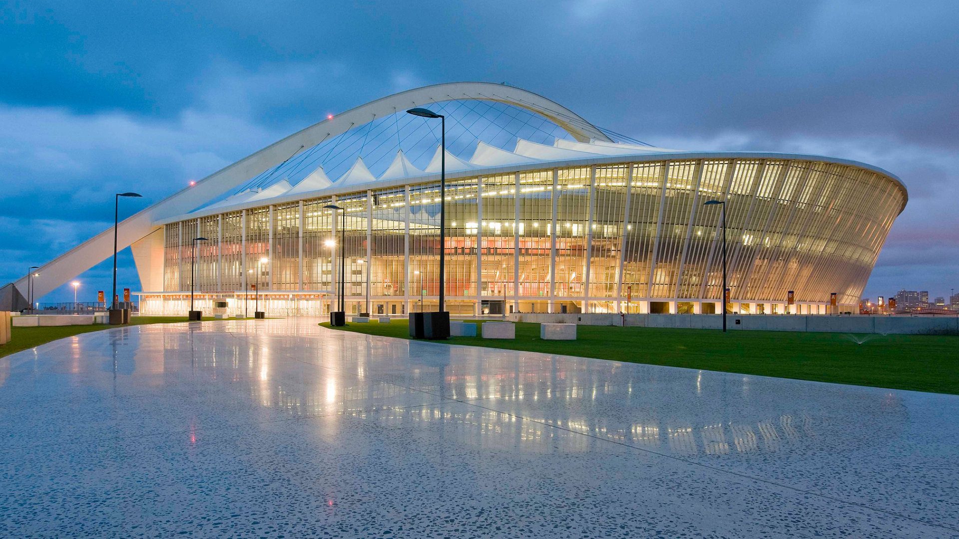 Moses Mabhida Stadium, in Durban, South Africa. Constructed by WBHO, the 54,000 capacity stadium was used for the 2010 Olympics (wbho.co.za)