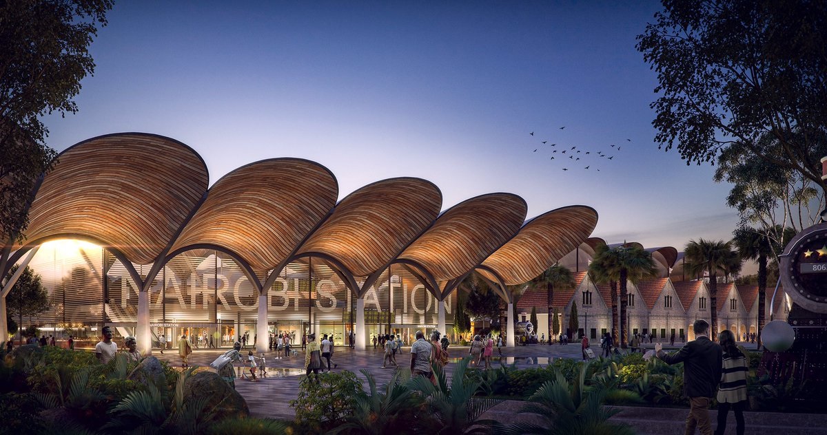 Artist's impression of the new Nairobi Railway Station being designed by Atkins (@JaneMarriottUK Twitter Handle)