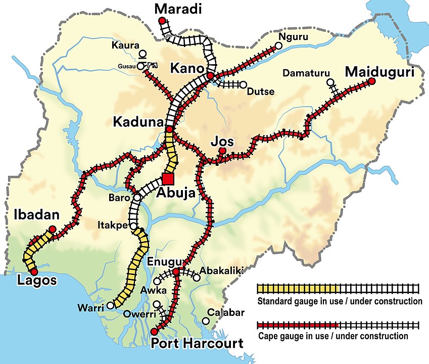 Railway system in Nigeria, 2022 (FrankvEck | Wikimedia Commons)