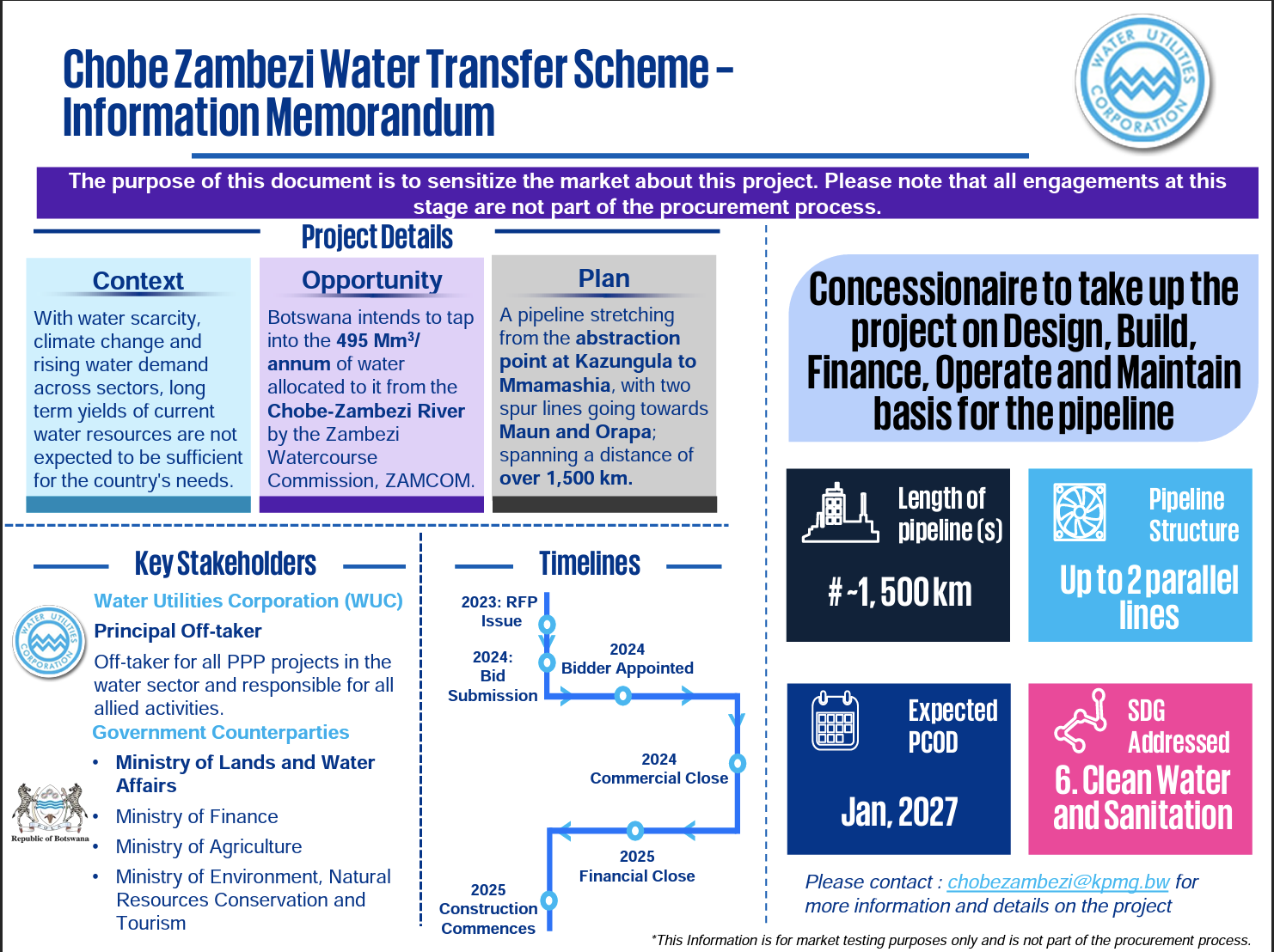 Project information memorandum for Chobe Zambezi water transfer scheme