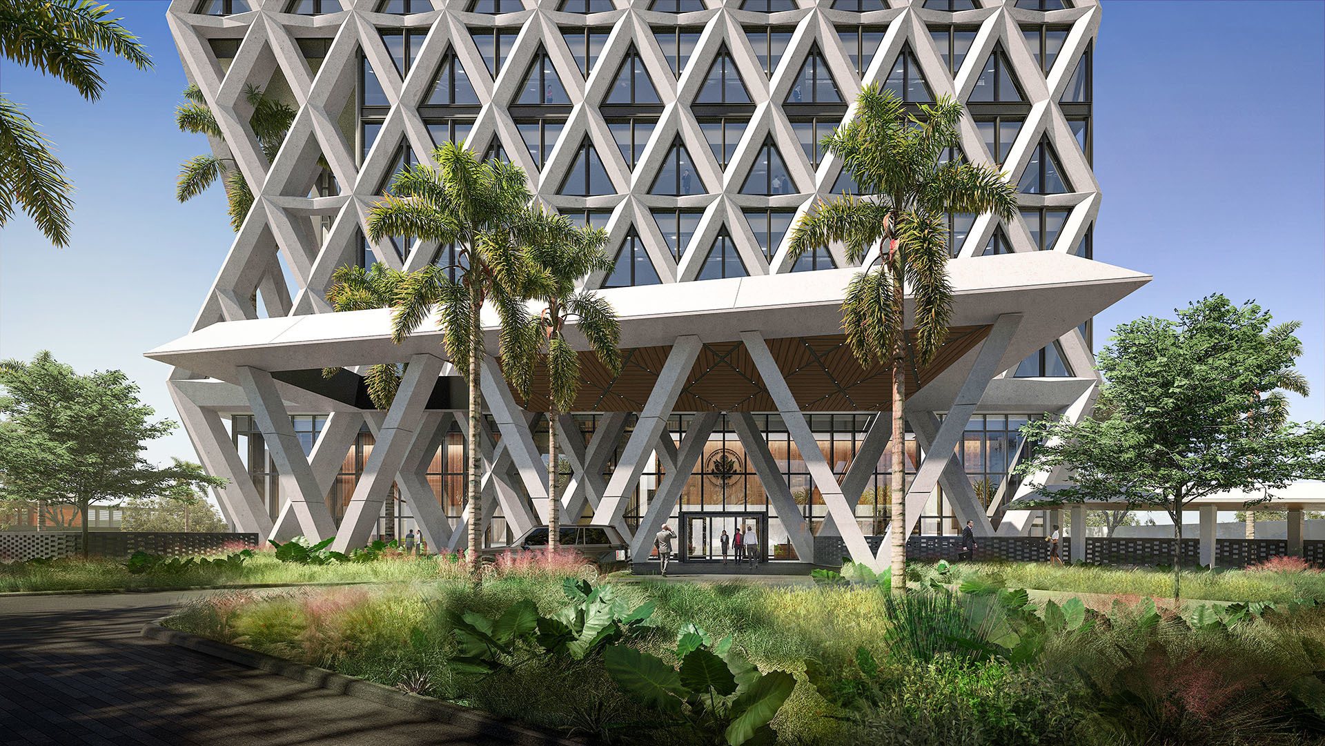 Close-up of Facade and Exterior Diagrid (Source: Ennead Architects)
