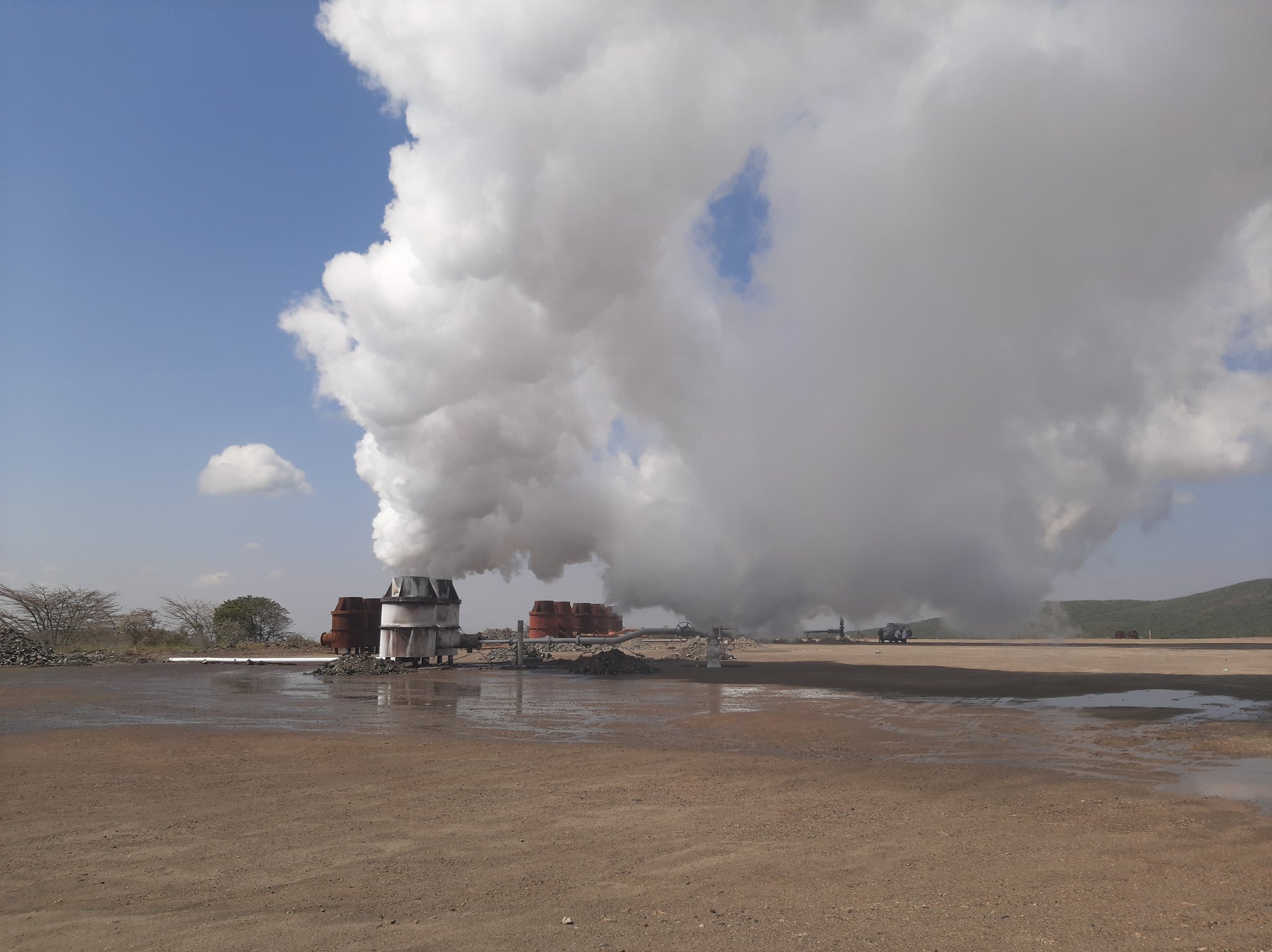 Geothermal energy occurs as pressurised steam and hot water