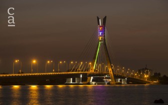 Night-time view of completed bridge beautifully lit up (julius-berger.com)